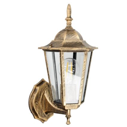 Utomhus väggbelysning 1xE27/60W/230V IP44 guld
