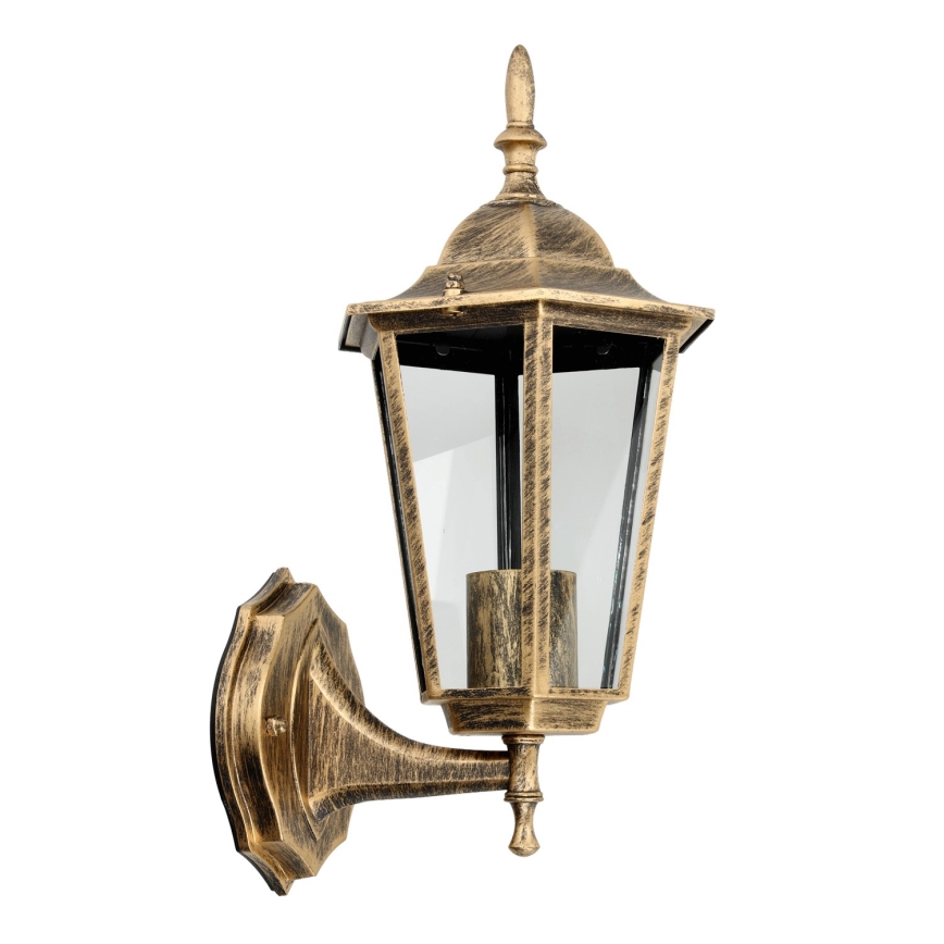 Utomhus väggbelysning 1xE27/60W/230V IP44 guld