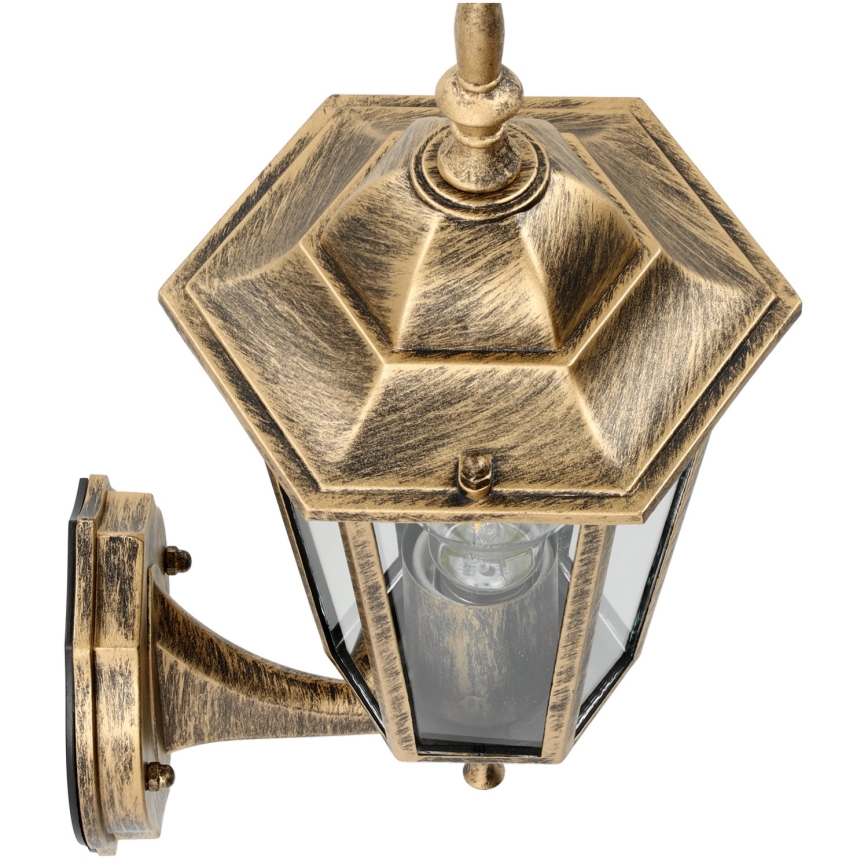 Utomhus väggbelysning 1xE27/60W/230V IP44 guld