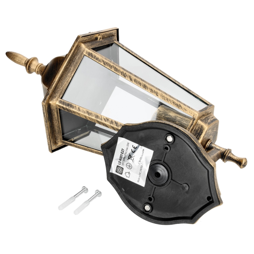 Utomhus väggbelysning 1xE27/60W/230V IP44 guld
