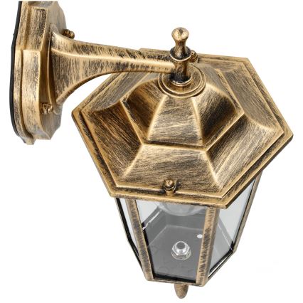 Utomhus väggbelysning 1xE27/60W/230V IP44 guld