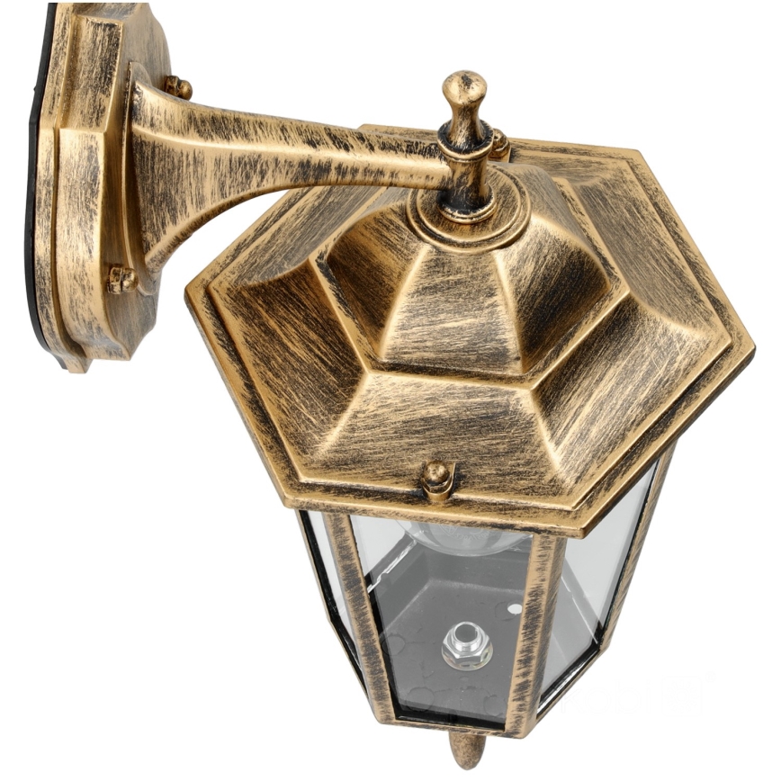 Utomhus väggbelysning 1xE27/60W/230V IP44 guld