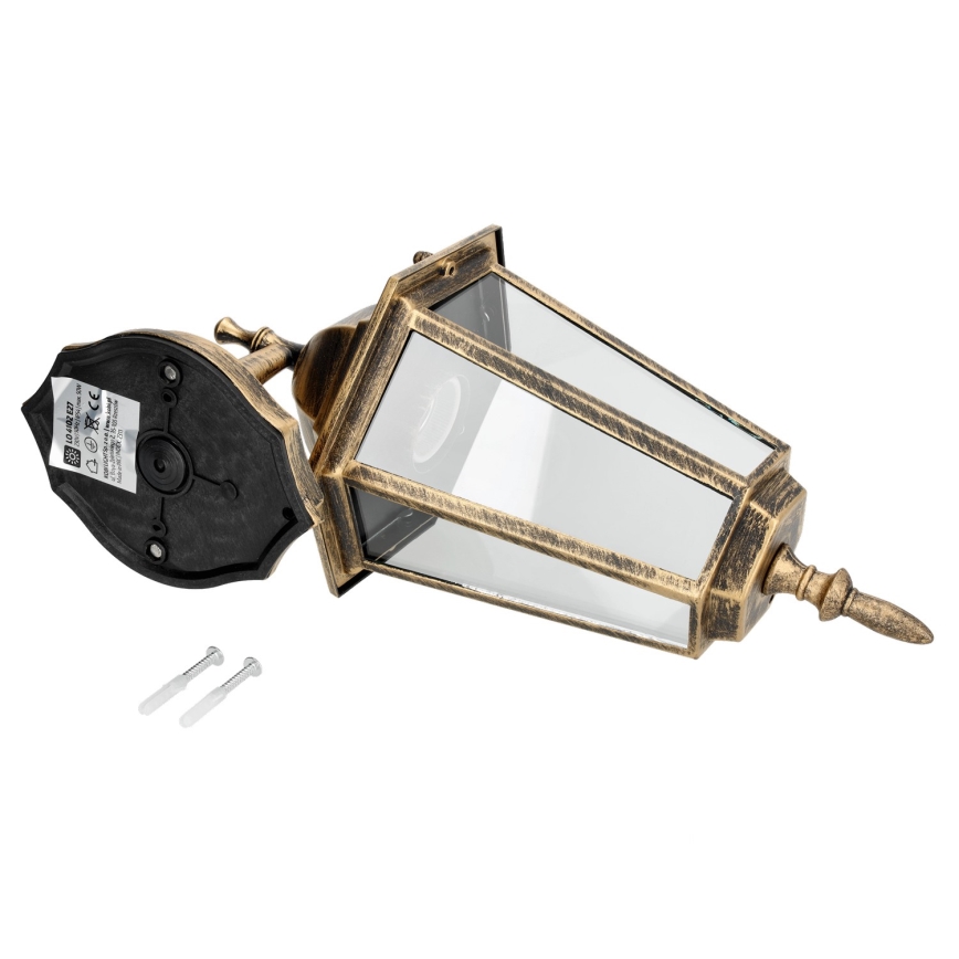 Utomhus väggbelysning 1xE27/60W/230V IP44 guld