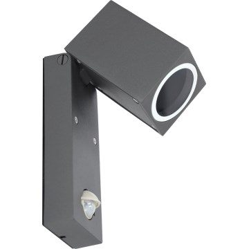 Utomhus väggbelysning med en sensor QUAZAR 1xGU10/35W/230V IP44 grå