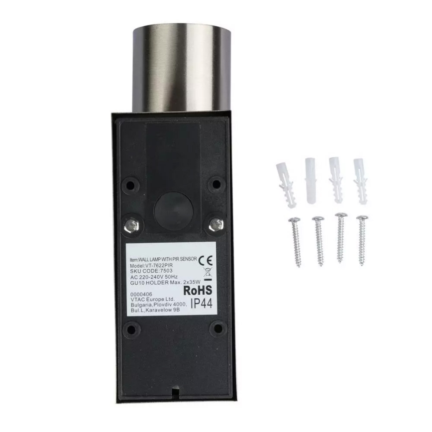 Utomhus Väggbelysning med sensor 2xGU10/35W/230V IP44