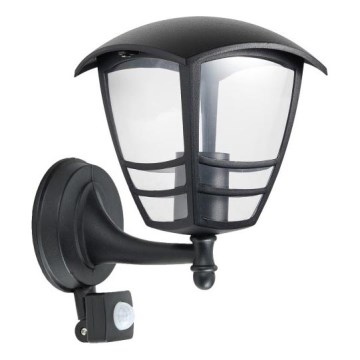 Utomhus vägglampa med sensor TEVIO 1xE27/60W/230V IP54 svart