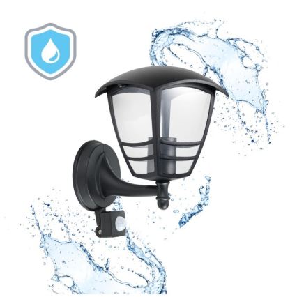 Utomhus vägglampa med sensor TEVIO 1xE27/60W/230V IP54 svart