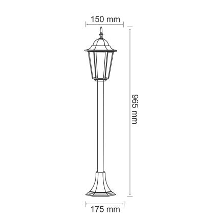 Utomhuslampa 1xE27/20W/230V IP43 96,5 cm patina