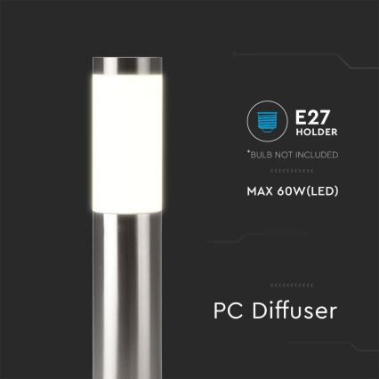 Utomhuslampa 1xE27/60W/230V IP44 110cm matt krom