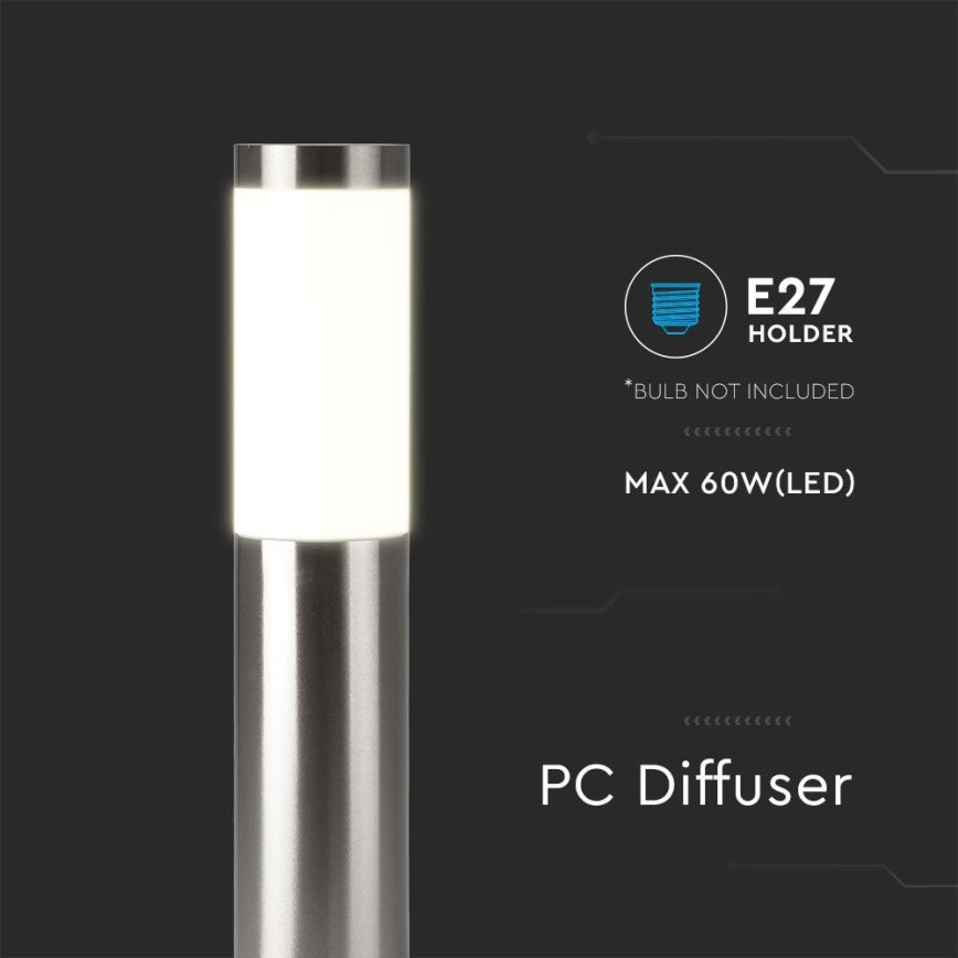 Utomhuslampa 1xE27/60W/230V IP44 110cm matt krom