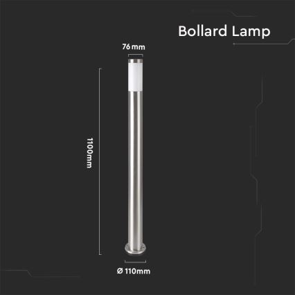 Utomhuslampa 1xE27/60W/230V IP44 110cm matt krom