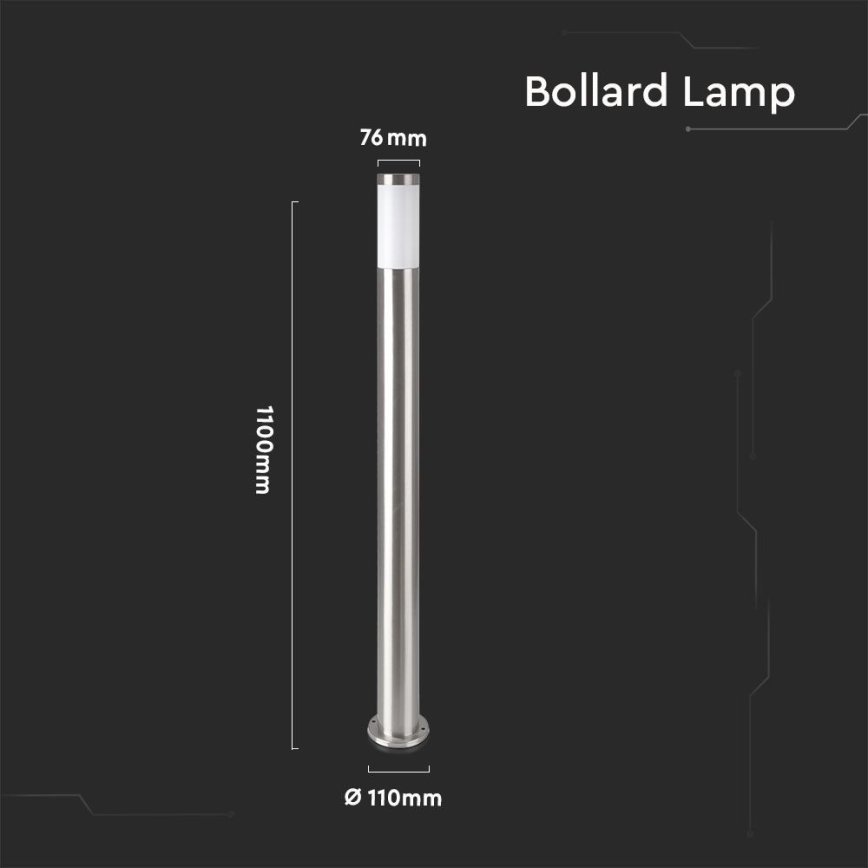 Utomhuslampa 1xE27/60W/230V IP44 110cm matt krom