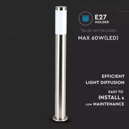 Utomhuslampa 1xE27/60W/230V IP44 80 cm matt krom