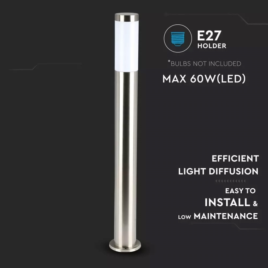 Utomhuslampa 1xE27/60W/230V IP44 80 cm matt krom