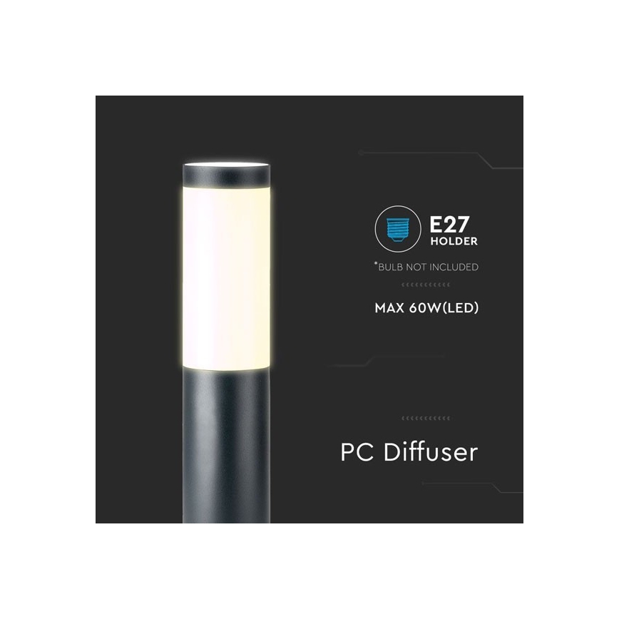 Utomhuslampa 1xE27/60W/230V IP44 80cm svart