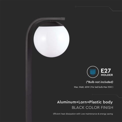 Utomhuslampa 1xE27/60W/230V IP44 svart