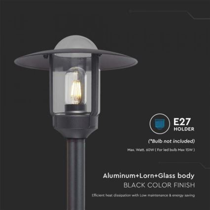Utomhuslampa 1xE27/60W/230V IP44 svart