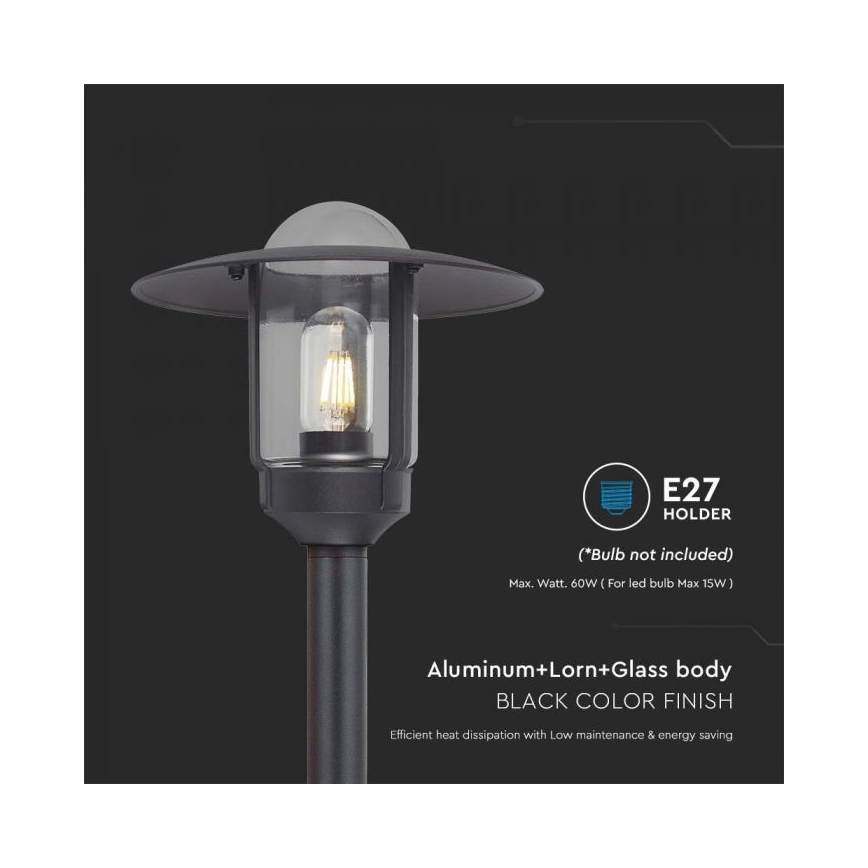 Utomhuslampa 1xE27/60W/230V IP44 svart