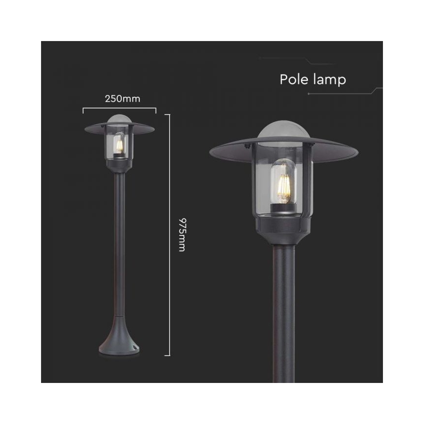 Utomhuslampa 1xE27/60W/230V IP44 svart