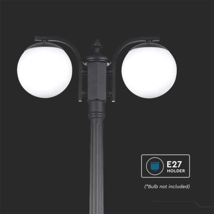 Utomhuslampa 2xE27/60W/230V IP44 199 cm svart