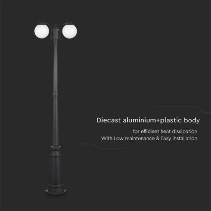 Utomhuslampa 2xE27/60W/230V IP44 199 cm svart