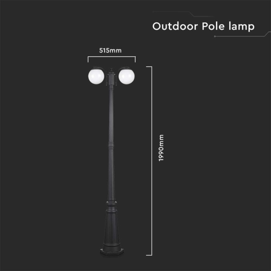 Utomhuslampa 2xE27/60W/230V IP44 199 cm svart