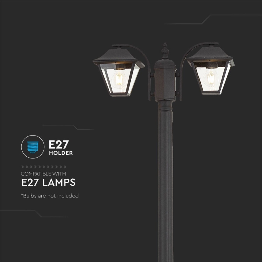 Utomhuslampa 2xE27/60W/230V IP44 232cm svart