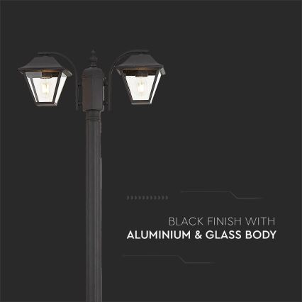Utomhuslampa 2xE27/60W/230V IP44 232cm svart