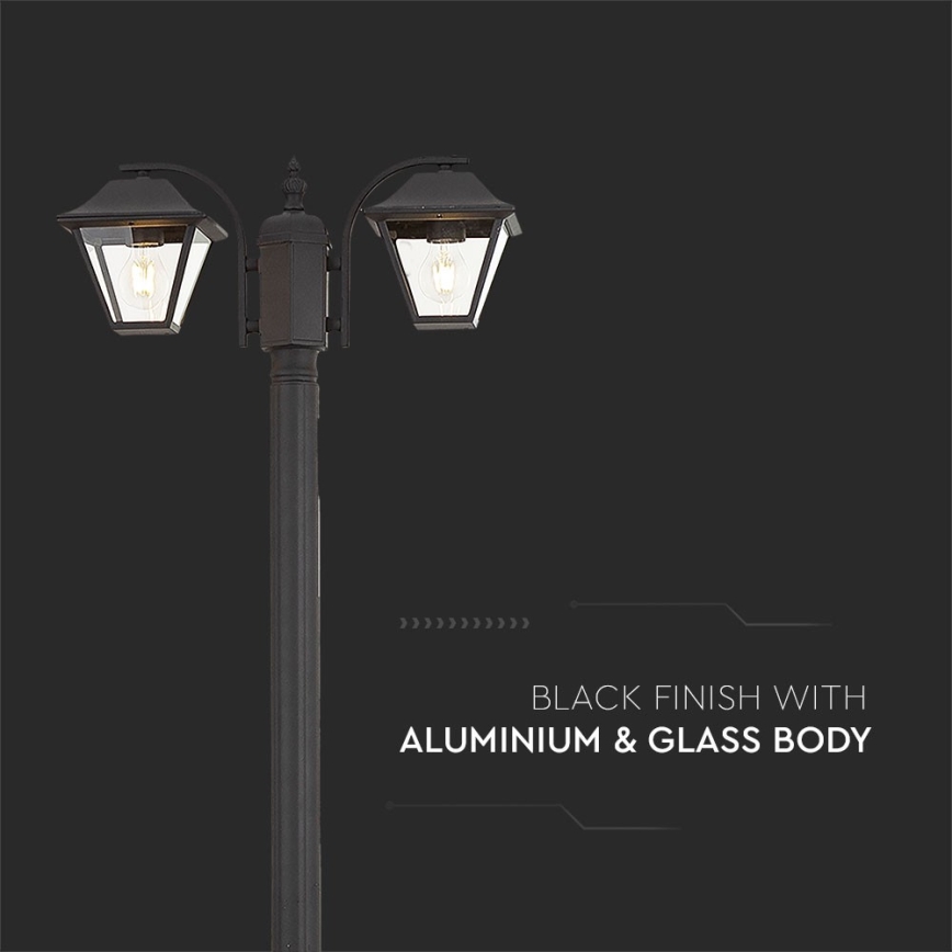 Utomhuslampa 2xE27/60W/230V IP44 232cm svart