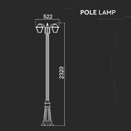 Utomhuslampa 2xE27/60W/230V IP44 232cm svart