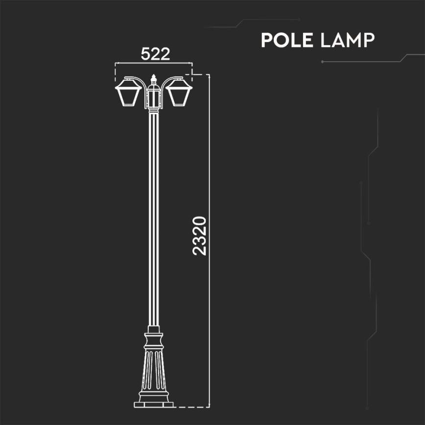 Utomhuslampa 2xE27/60W/230V IP44 232cm svart