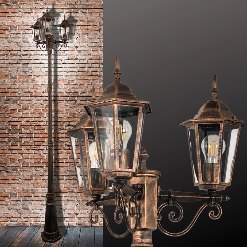 Utomhuslampa 3xE27/20W/230V IP43 2,58 m patina