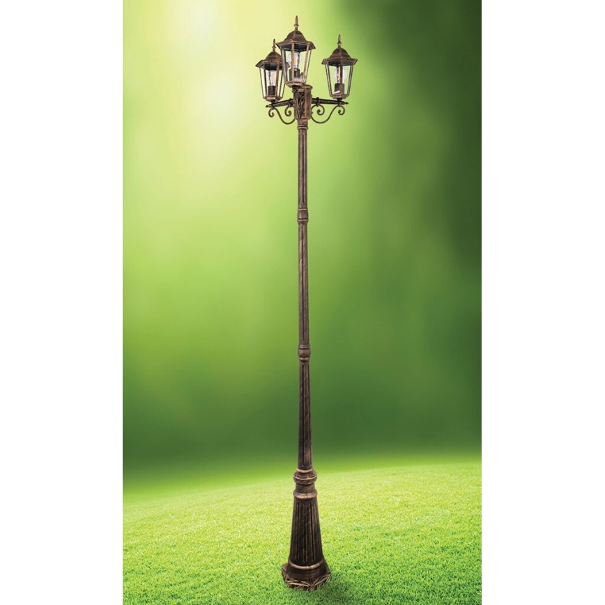 Utomhuslampa 3xE27/20W/230V IP43 2,58 m patina