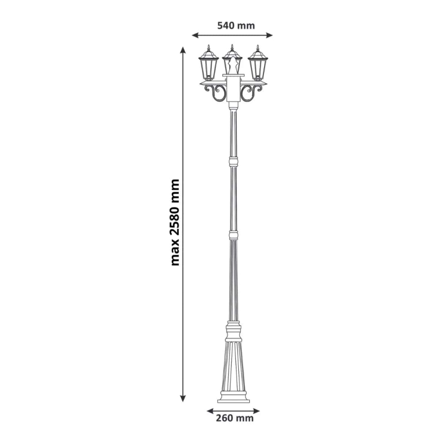 Utomhuslampa 3xE27/20W/230V IP43 2,58 m svart