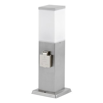 Utomhuslampa med 2 uttag SCHUKO 1xE27/20W/230V matt krom IP44