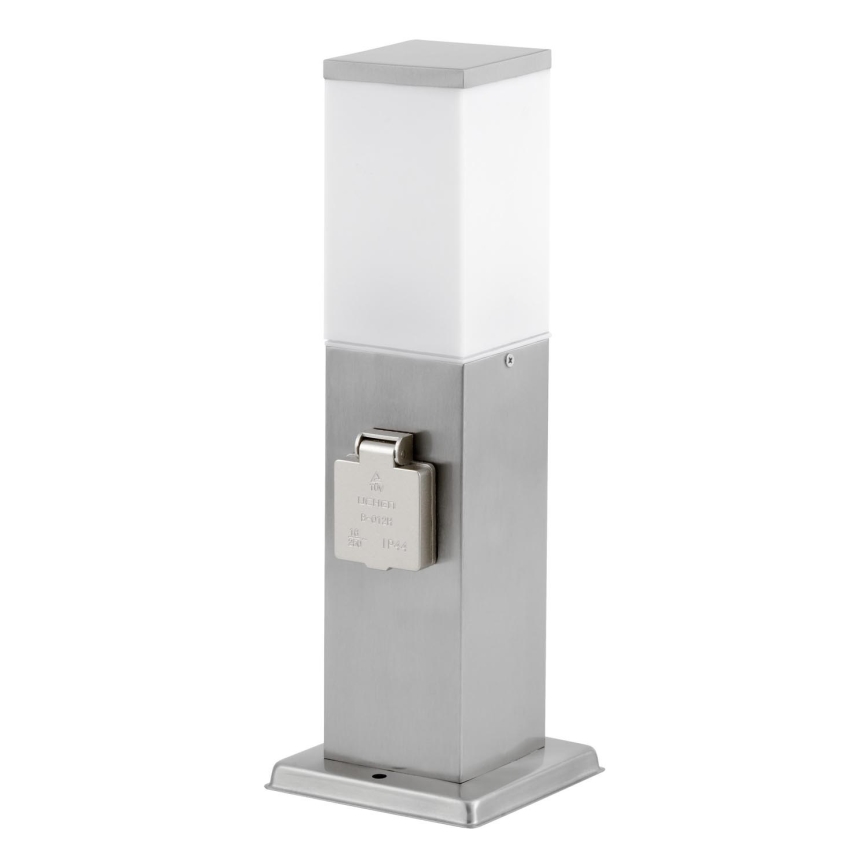 Utomhuslampa med 2 uttag SCHUKO 1xE27/20W/230V matt krom IP44
