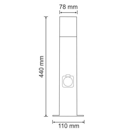 Utomhuslampa med kontakt NEW YORK 1xE27/12W/230V IP44 44 cm antracit