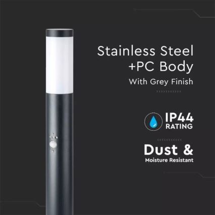 Utomhuslampa med sensor 1xE27/60W/230V IP44 110cm grå