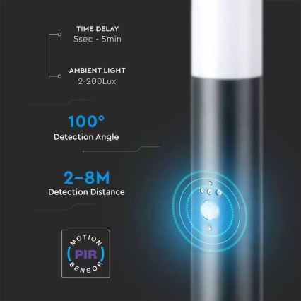 Utomhuslampa med sensor 1xE27/60W/230V IP44 110cm grå