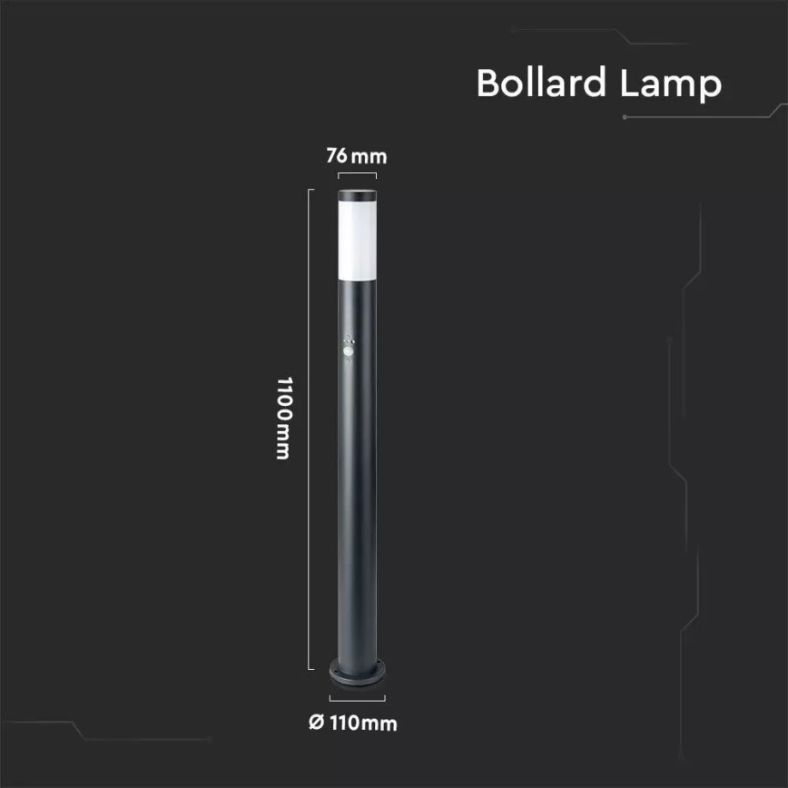 Utomhuslampa med sensor 1xE27/60W/230V IP44 110cm grå