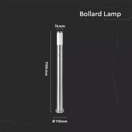Utomhuslampa med sensor 1xE27/60W/230V IP44 110cm matt krom