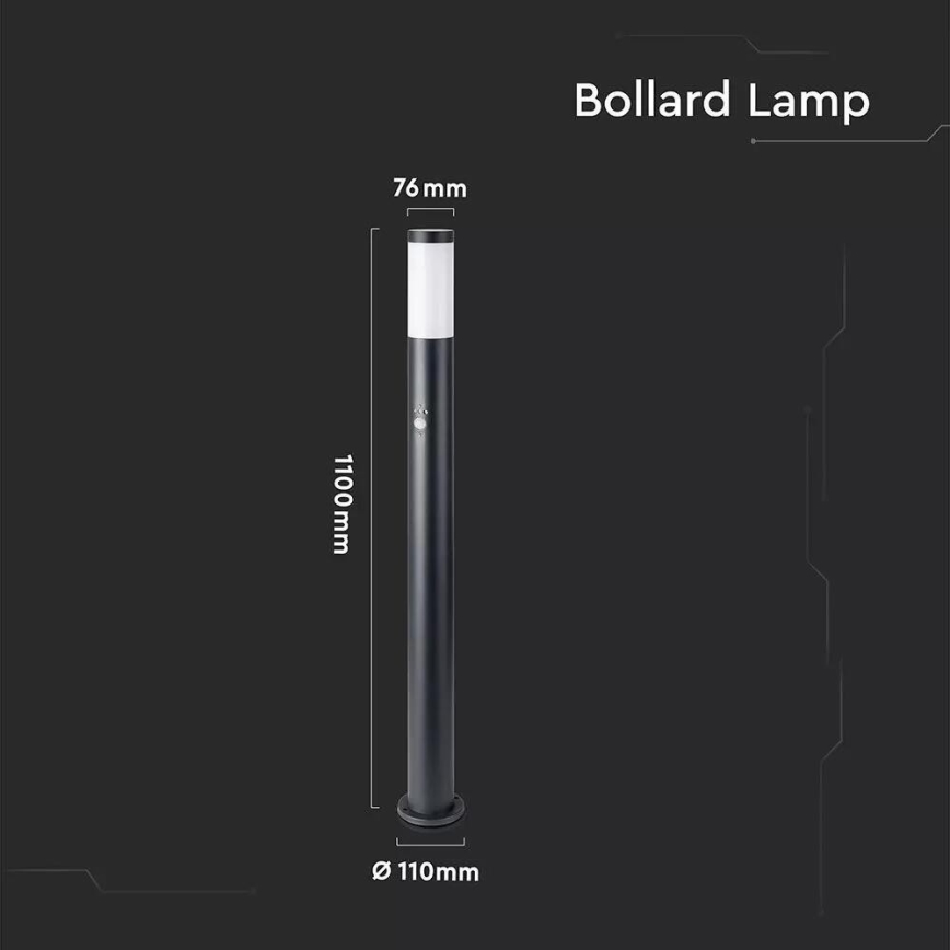 Utomhuslampa med sensor 1xE27/60W/230V IP44 110cm svart
