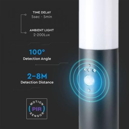 Utomhuslampa med sensor 1xE27/60W/230V IP44 45cm grå