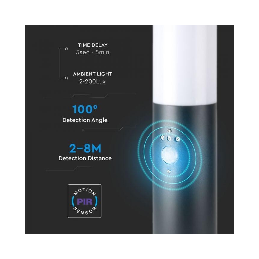 Utomhuslampa med sensor 1xE27/60W/230V IP44 45cm grå