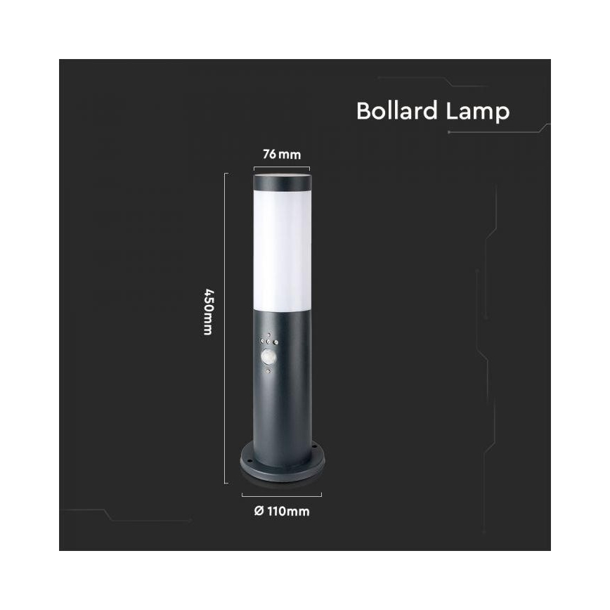 Utomhuslampa med sensor 1xE27/60W/230V IP44 45cm grå