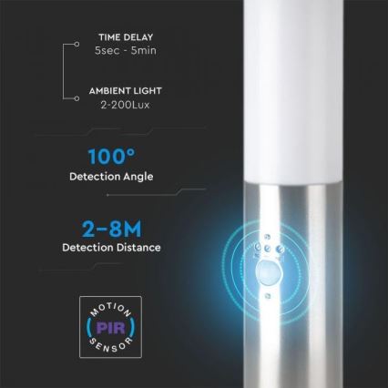 Utomhuslampa med sensor 1xE27/60W/230V IP44 45cm matt krom