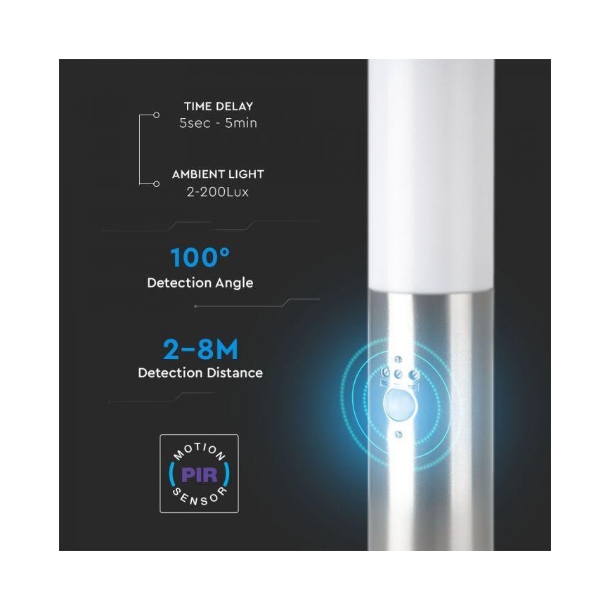 Utomhuslampa med sensor 1xE27/60W/230V IP44 45cm matt krom