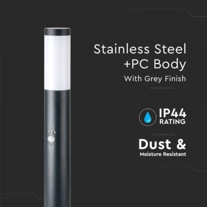 Utomhuslampa med sensor 1xE27/60W/230V IP44 80cm grå