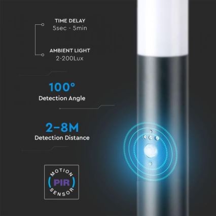 Utomhuslampa med sensor 1xE27/60W/230V IP44 80cm grå