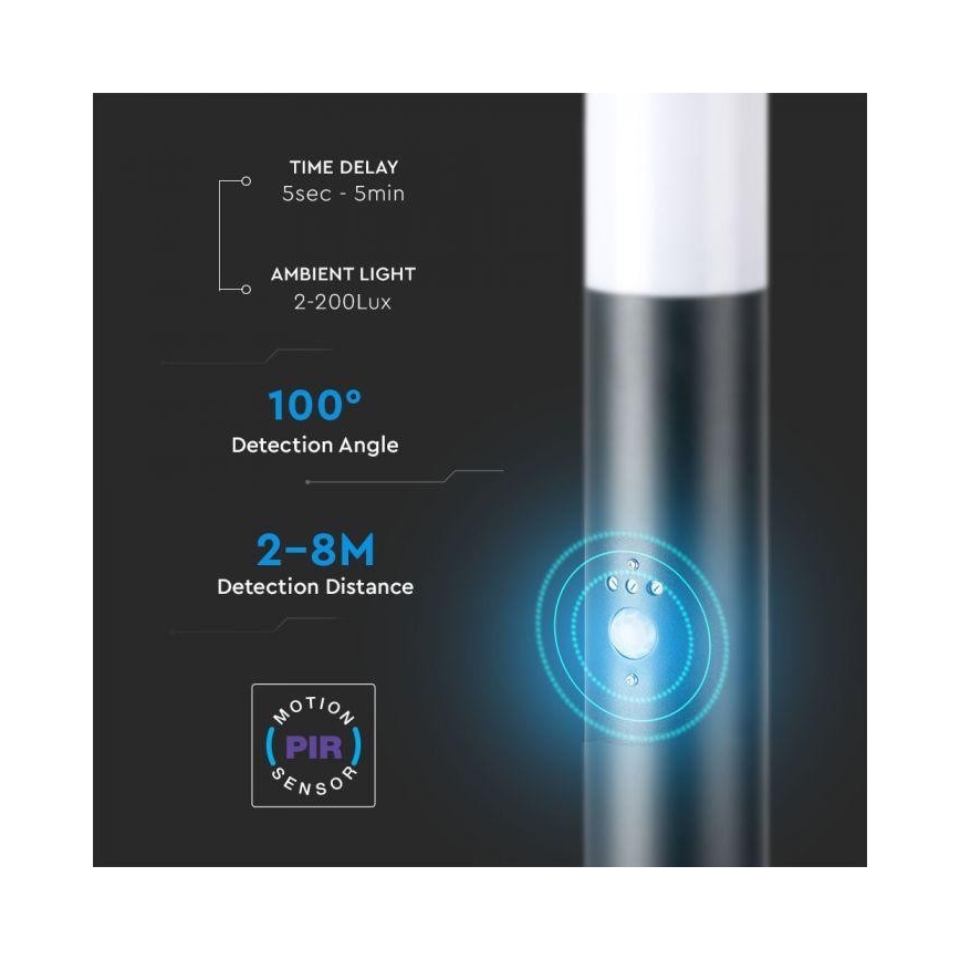 Utomhuslampa med sensor 1xE27/60W/230V IP44 80cm grå
